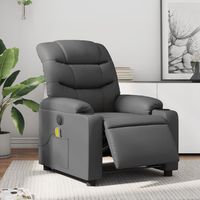 vidaxl sillon de masaje reclinable electrico cuero sintetico gris