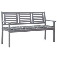 vidaxl banco de jardin 3 plazas madera eucalipto gris y cojin 150 cm