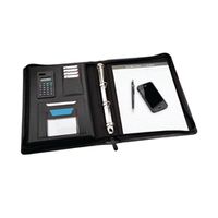 monolith leather look zipped ring binder with a4 pad a4 black