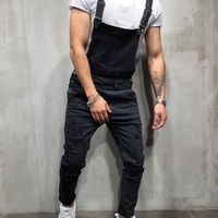 pantalones vaqueros de moda ajustados y desgarrados con tirantes para hombre mono de carga de moda para hombre con bolsillos para actividades al aire libre