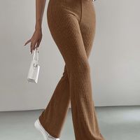 pantalones de cintura alta solidos pantalones elegantes de pierna acampanada ropa de mujer