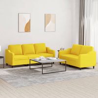 vidaxl juego de sofas con cojines 2 piezas tela amarillo claro