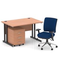 impulse 1200 desk beechblack cantilever 3 dr mobile ped blue chair