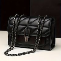 bolso de hombro elegante para mujer con correa de cadena bolso de mano acolchado de pu bolso de lujo y sencillo