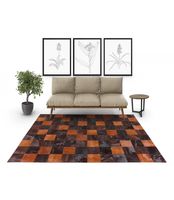 alfombra piel patchwork multy marrones