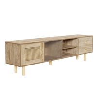 mueble tv de cristal efecto madera de ratan con cajones 1723548 cm