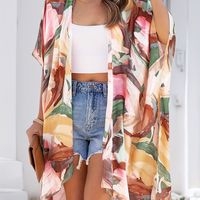 impresion grafica abierta delantera cubierta ropa de playa boho con dobladillo asimetrico para primavera y verano ropa de mujer