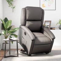 vidaxl sillon reclinable electrico elevable cuero autentico gris