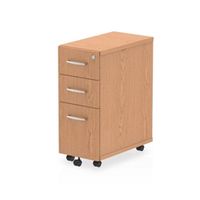 impulse narrow under desk pedestal 3 drawer oak - i001661