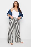 yours curve white stripe wide leg linen look trousers mujer curvy y tallas grandes yours