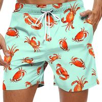 pantalones cortos hawaianos de moda para hombre con cordon y estampado de cangrejo elegante para la playa la piscina y el resort de verano