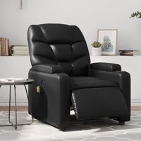 vidaxl sillon de masaje reclinable electrico cuero sintetico negro