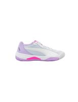 zapatillas de padel puma nova court lila  blanco mujer