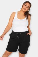 yours joggers cortos negros bolsillos cargo mujer curvy y tallas grandes yours