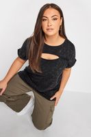 yours camiseta de algodon cut out negro lavado mujer curvy y tallas grandes yours