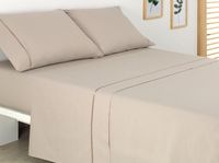 sabana encimera feston saten 200 hilos beige vison para cama de 135 cm