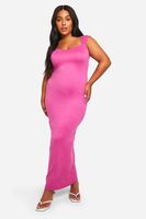 vestido plus maxi super suave con mangas casquillo pink