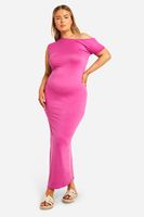 vestido plus super maxi con escote barco pink