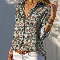 camisa estampada de hojas camisa casual de manga larga para primavera y otono ropa de mujer