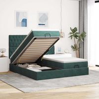 vidaxl estructura de cama otomana colchones terciopelo verde oscuro