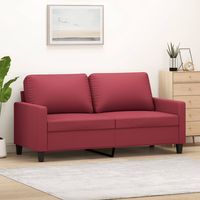 vidaxl sofa de 2 plazas de cuero sintetico rojo vino 140 cm