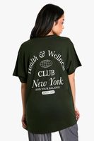 camiseta oversize con estampado ny health and wellness verde