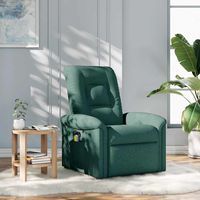 vidaxl sillon de masaje reclinable de tela verde oscuro