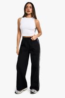 pantalon de tela con raya lateral negro