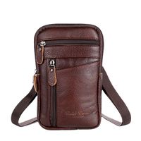 1pza bolso bandolera de cuero genuino con correa para telefono movil cartera de hombro para dinero para deportes al aire libre y negocios para hombres