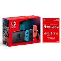 nintendo switch azul neonrojo neon  suscripcion 12 meses nintendo switch online