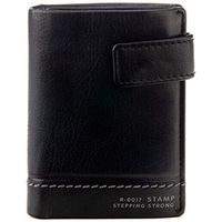 stamp bolso billetero en piel lavada negro para hombre