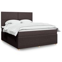 vidaxl cama box spring con colchon tela marron oscuro 180x200 cm