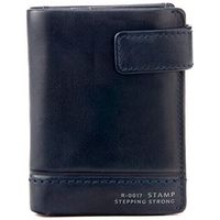 stamp bolso billetero en piel lavada azul para hombre