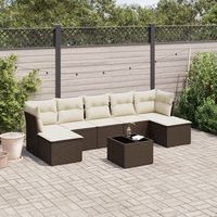 vidaxl set sofas de jardin 8 piezas y cojines ratan sintetico marron