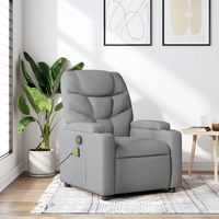 vidaxl sillon reclinable de masaje de tela gris claro