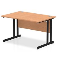 impulse 1200 x 800mm straight desk oak top black cantilever leg