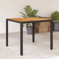 vidaxl mesa de jardin superficie madera acacia ratan negro 90x90x75 cm