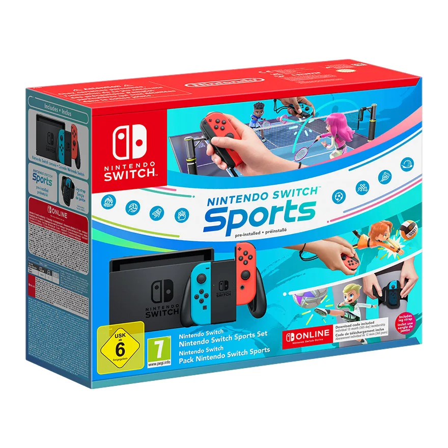 consola nintendo switch azul neonrojo neon  juego completo switch sports preinstalado 