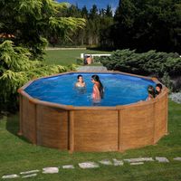 piscina desmontable de acero imitacion madera redonda gre o 46 x 132 m