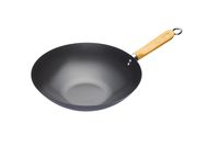 wok antiadherente de 30 cm en acero al carbono negro y madera