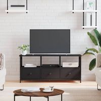 vidaxl mueble de tv hierro y madera contrachapada negro 102x33x45 cm