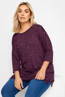 yours top con vuelo morado adornado con estrellas mujer curvy y tallas grandes yours