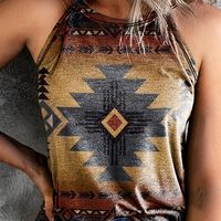 top de cuello halter con estampado geometrico top sin mangas casual para el verano ropa de mujer