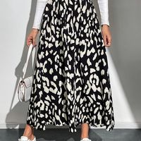 falda estampada de leopardo con cintura elastica falda casual en linea a para primavera y verano ropa de mujer