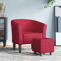 vidaxl sillon con taburete tela rojo tinto