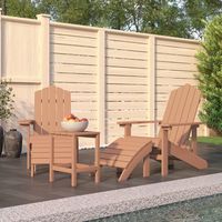 vidaxl sillas de jardin adirondack con reposapies y mesa hdpe marron