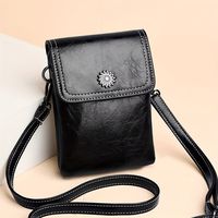 mini bolso de estilo retro bolso de cuero de aceite encerado para telefono movil bolso de solapa para hombro de mujer