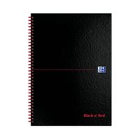 black n red ruled perforated wirebound hardback notebook a4 5 pack