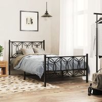 vidaxl estructura cama sin colchon con estribo metal negro 107x203 cm