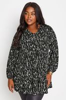 yours top negro mangas globo con estampado leopardo  mujer curvy y tallas grandes yours